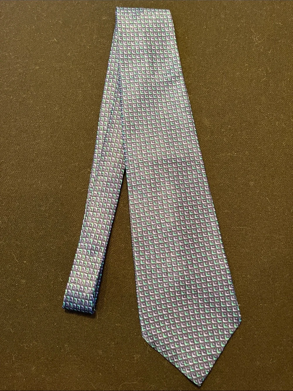 Geoffrey Beene Purple/Blue-Green Iridescent Micro-Pattern Silk Tie